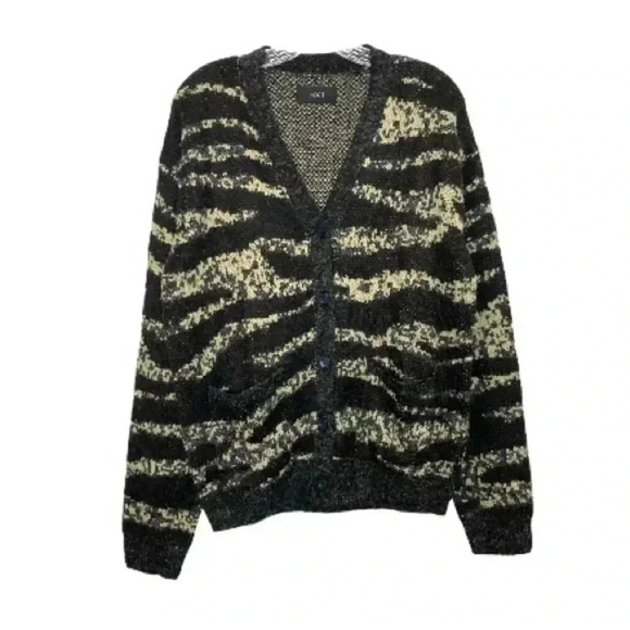 NWOT Asos ADPT oversized jacquard cardigan in zebra in black - Picture 1 of 9